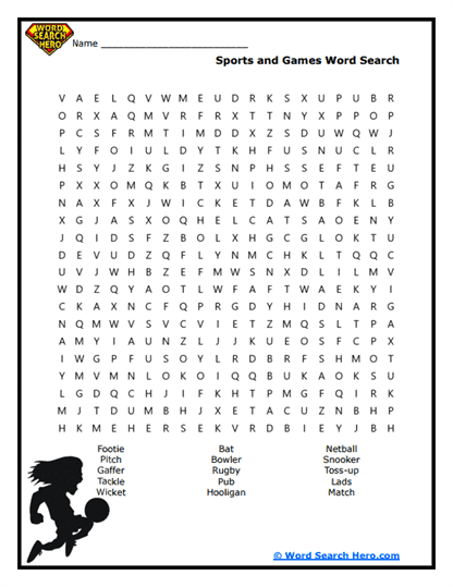 Sports Slang Word Search