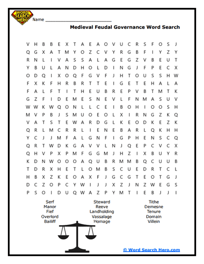 Feudal System Word Search