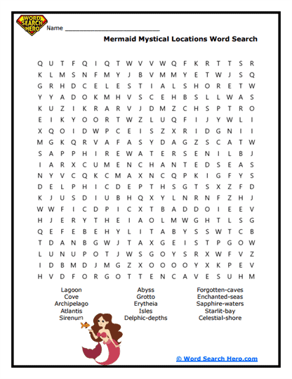 Mystical Waters Word Search