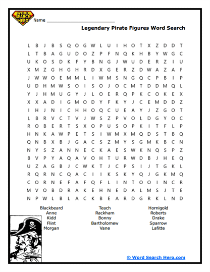 Pirate Fashion Word Search