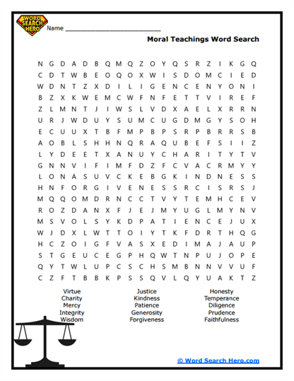 Moral Compass Word Search