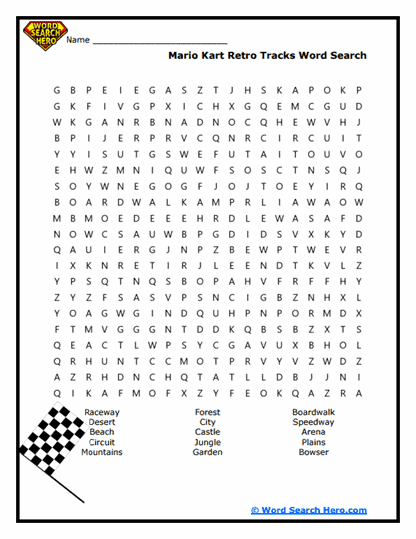 Mario Kart Word Searches