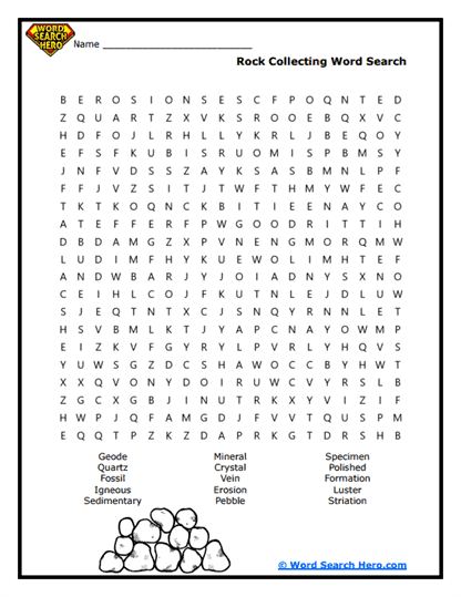 Rock Hunter Word Search