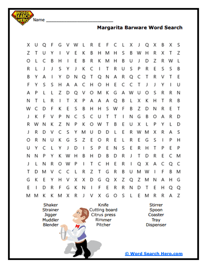 Barware Basics Word Search