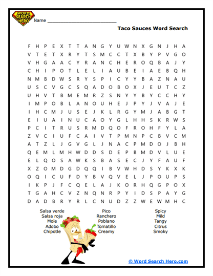 Saucy Delights Word Search