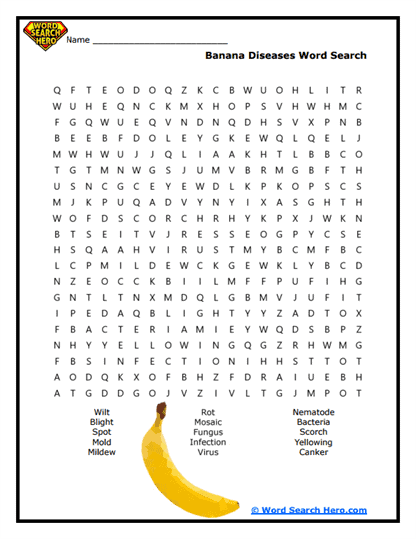 Banana Diseases Word Search