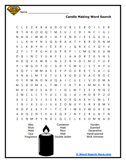 Candle Making Word Search