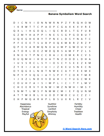 Banana Symbolism Word Search