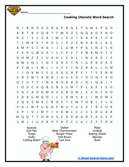 Kitchen Tools Word Search