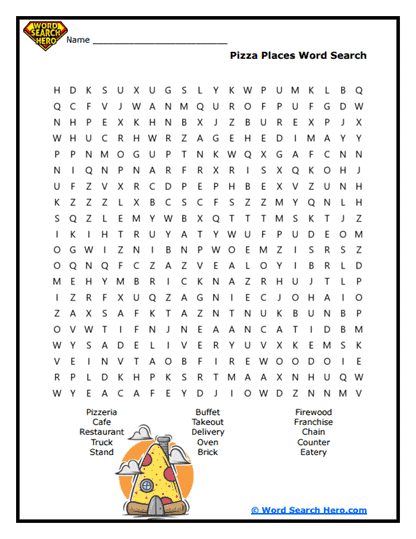 Types of Pizza Word Search