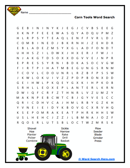 Maize Tools Word Search