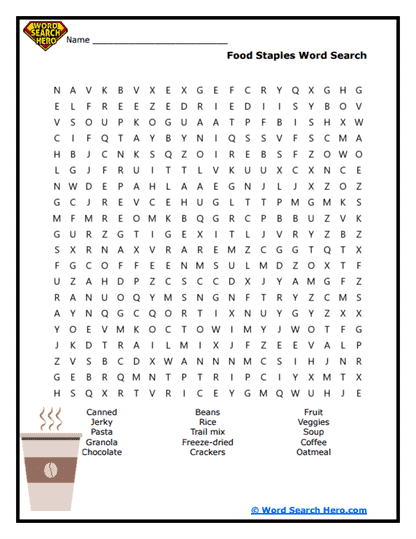 Camp Cuisine Word Search