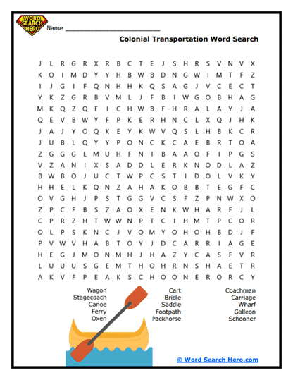 Transportation Trek Word Search