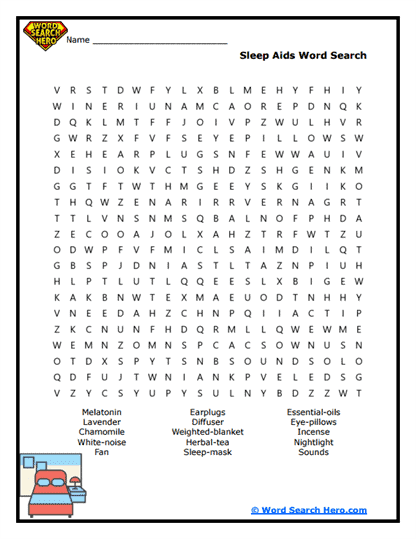 Sleep Helpers Word Search