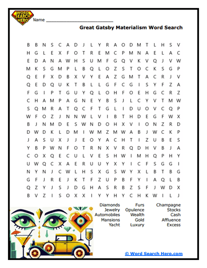Gatsby's Wealth Word Search