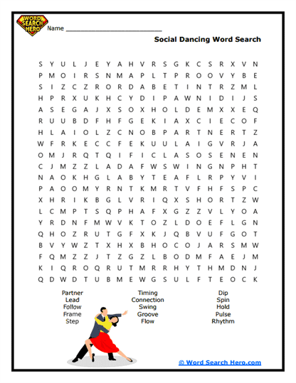 Social Dancing Word Search