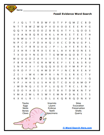 Fossil Hunters Word Search