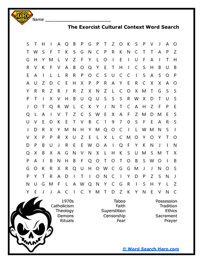 Horror Movie Word Searches