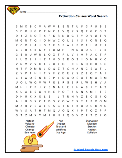 Extinction Events Word Search