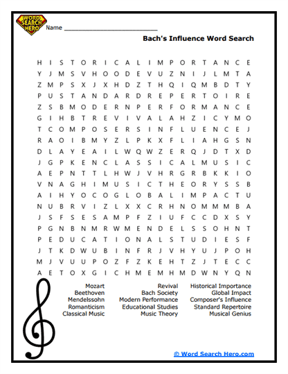 Bach's Impact Word Search