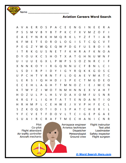 Aviation Jobs Word Search