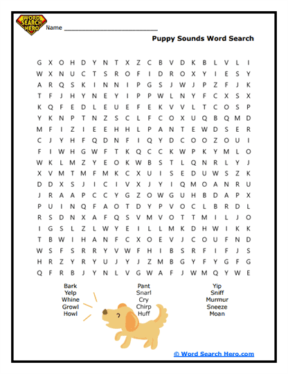 Noisy Pups Word Search