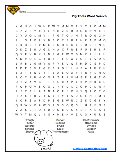 Piggy Tools Word Search