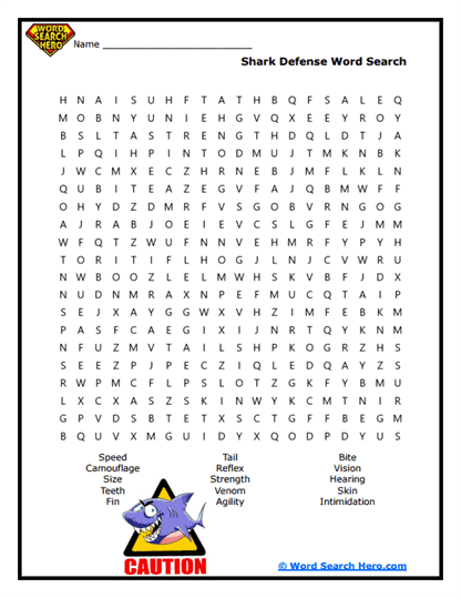 Sharko Defense Word Search