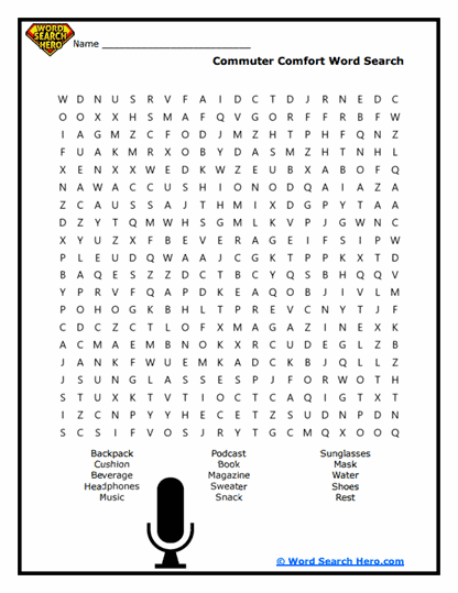 Commuter Comfort Word Search