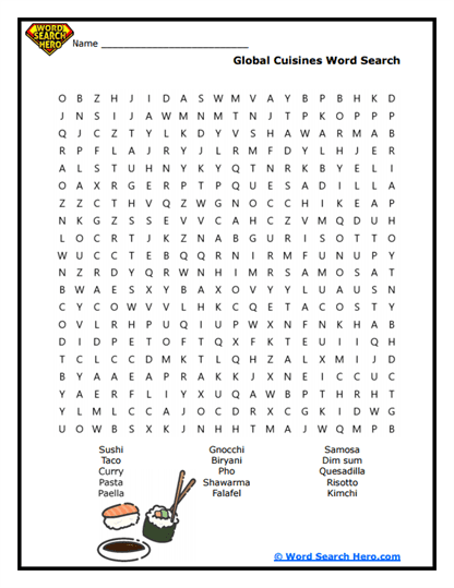 Global Grub Word Search