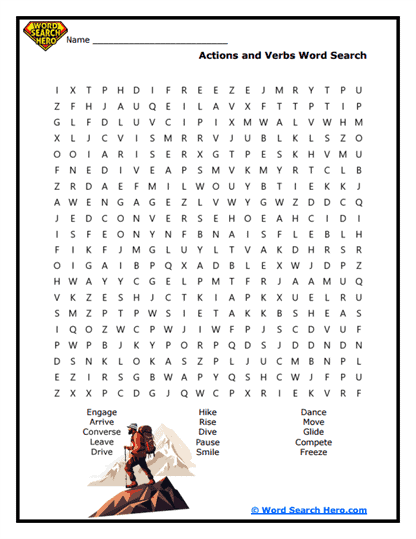 Action Adventure Word Search