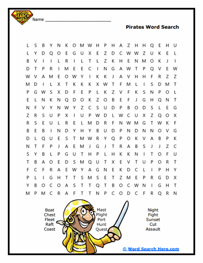 Pirate Pursuit Word Search