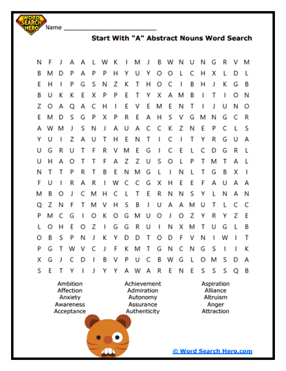 A-Abstract Concepts Word Search