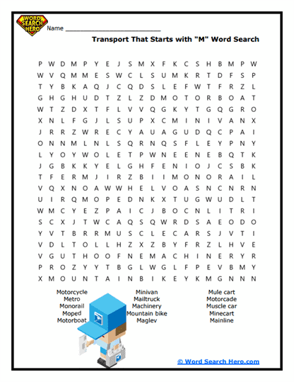 Moving Machines Word Search