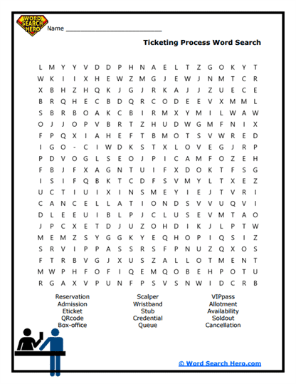 Ticket Chase Word Search