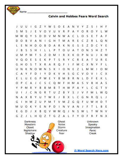 Fear Factor Word Search