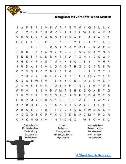 Religious Movements Word Search