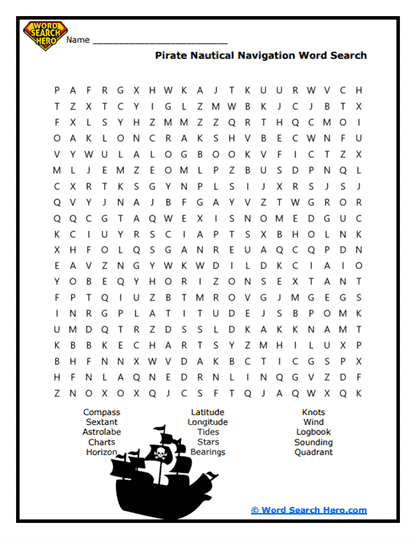 Pirate Weapons Word Search