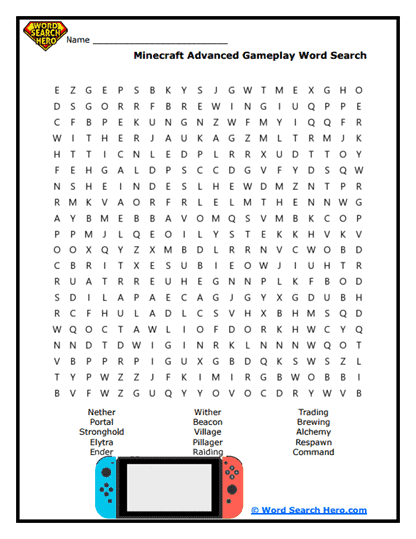 Advanced Adventurer Word Search