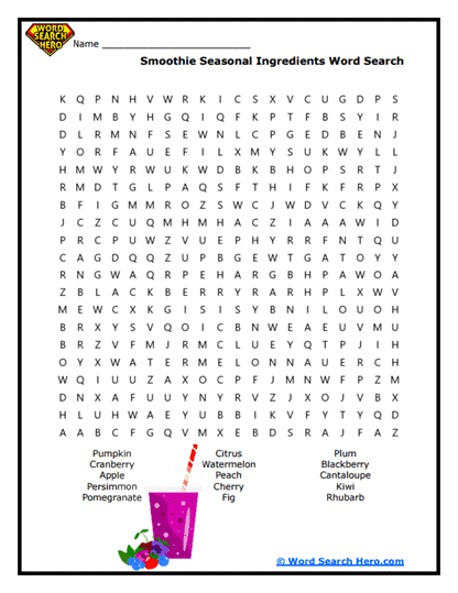 Seasonal Sips Word Search