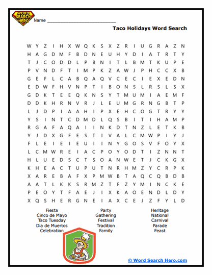 Taco Celebrations Word Search