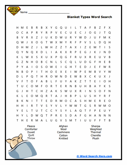 Blanket Bundles Word Search