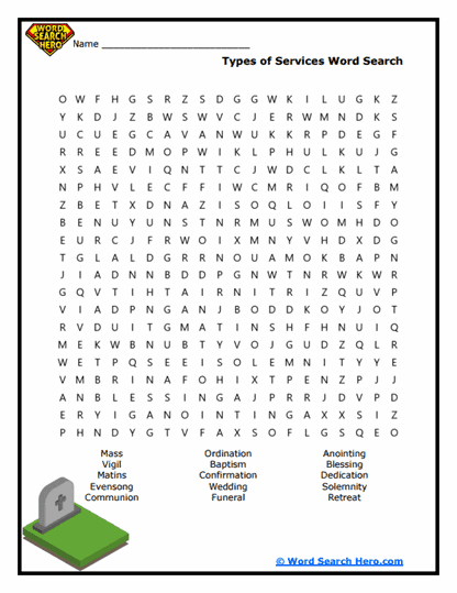 Service Types Word Search