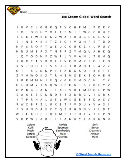 Global Scoops Word Search