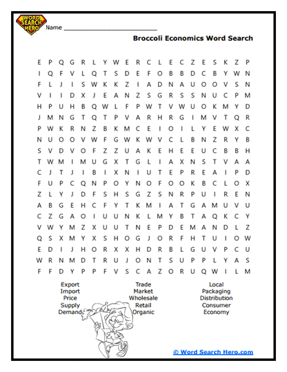 Broccoli Economics Word Search