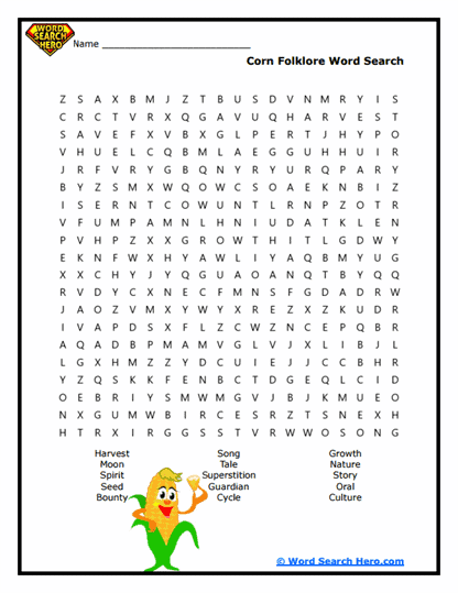 Corn Folklore Word Search