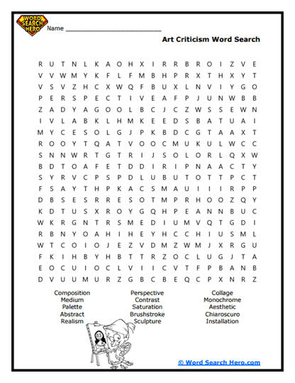 Art Criticism Word Search