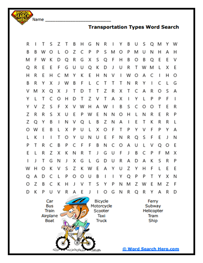 Travel Time Word Search