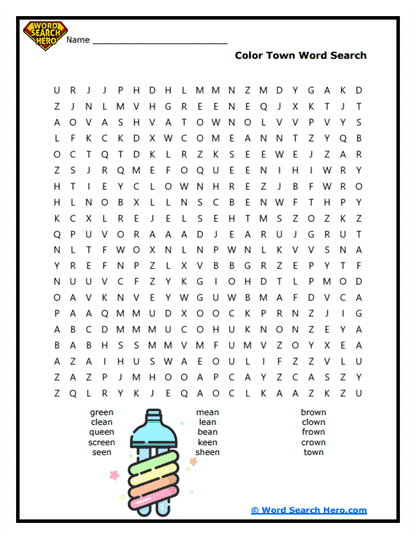 Colorful Town Word Search