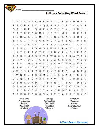 Word Searches About Collecting Things